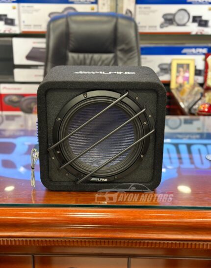 alpine high performance car audio subwoofer enclosure front view
