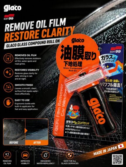 soft99 glaco glass compound roll on oil film remover