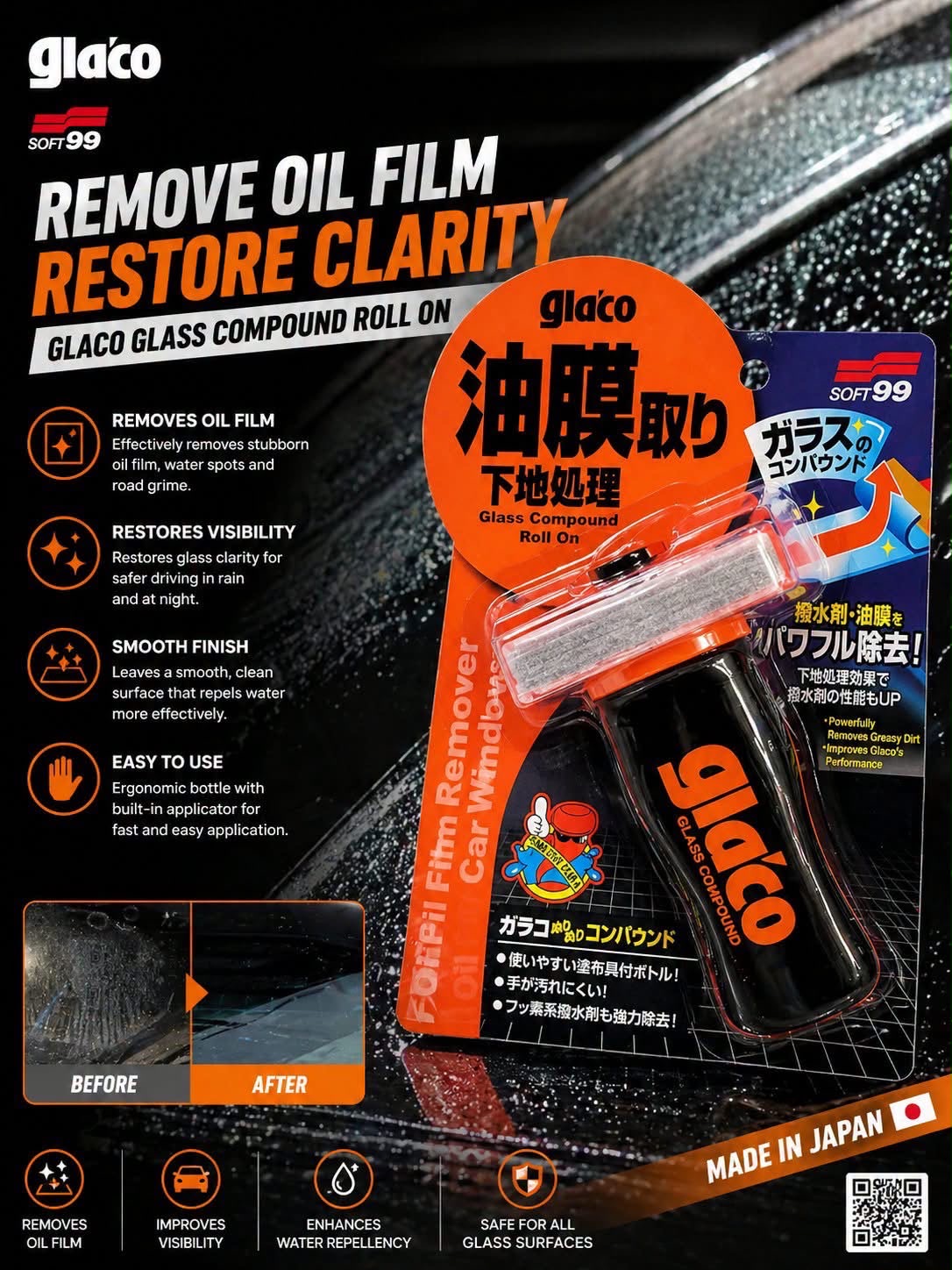 soft99 glaco glass compound roll on oil film remover. soft99 glaco glass compound roll on oil film remover