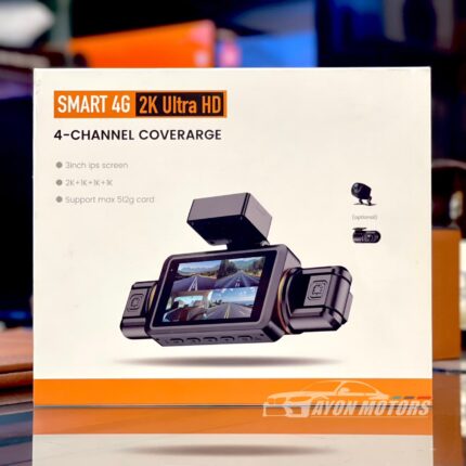 smart 4g 2k ultra hd 4 channel dashcam packaging box front
