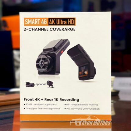 smart 4g 4k ultra hd 2 channel dashcam packaging box front