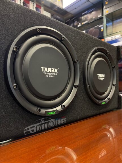 tanbx tb d250pro dual 10 inch subwoofer drivers close up